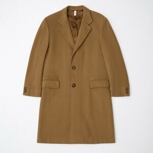 Vintage Men’s Camel Wool Overcoat Pure New Wool *XXL 50 52 Long Coat Topcoat